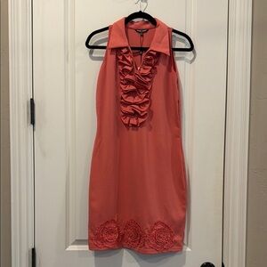 Elegant Coral ruffle Sleeveless Dress - GORGEOUS - size medium